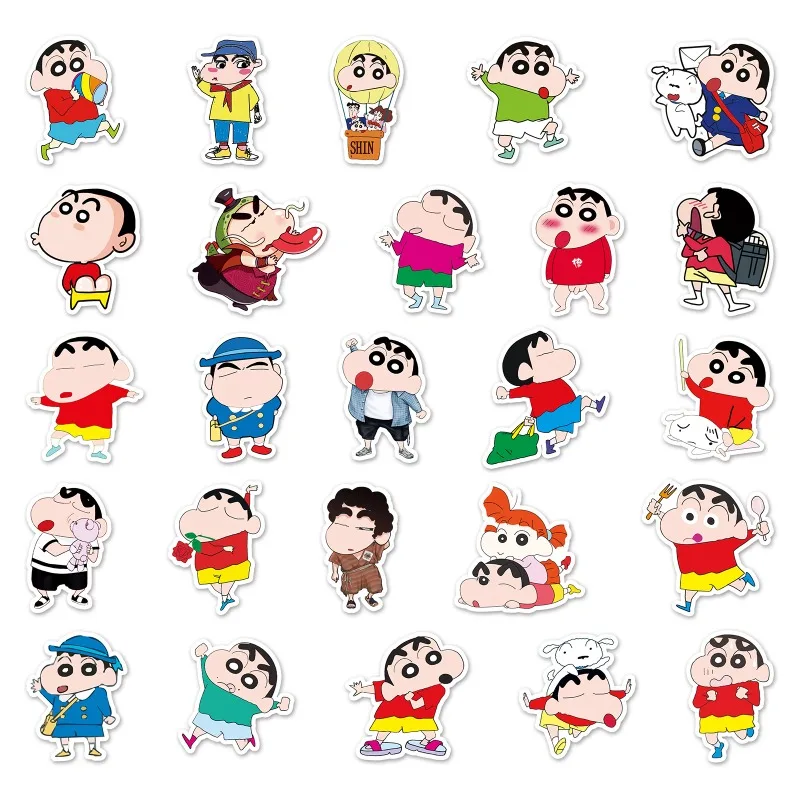 50pcs Crayon Shinchan Cartoon Cute Anime Water Cup Luggage Desktop Stationery Skateboard Waterproof Decorative Graffiti Sticker