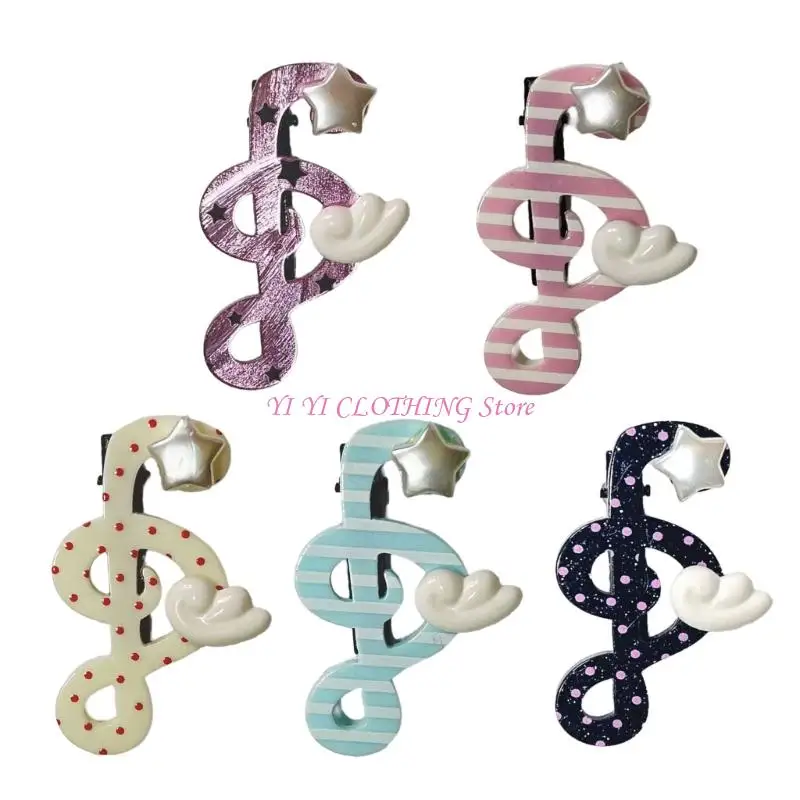 

N5KF очаровательная заколка для волос со звездной музыкальной нотой для взрослых и детей, заколка с сильной боковой стороной,