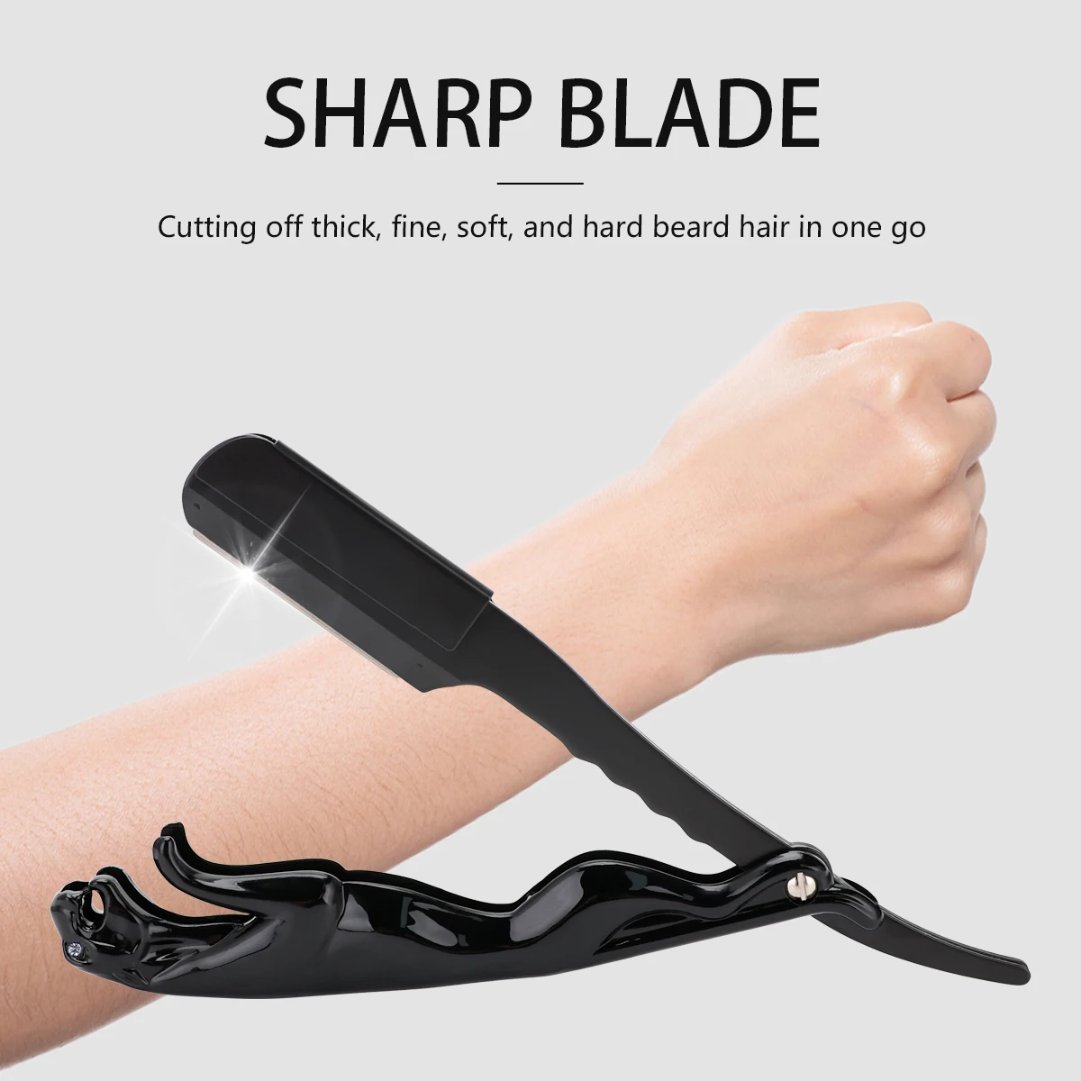 High-Quality Cheetah Razor Manual Folding Knife Barber Stainless Steel Straight Shaver Classic Facial Epilator Men's Gift