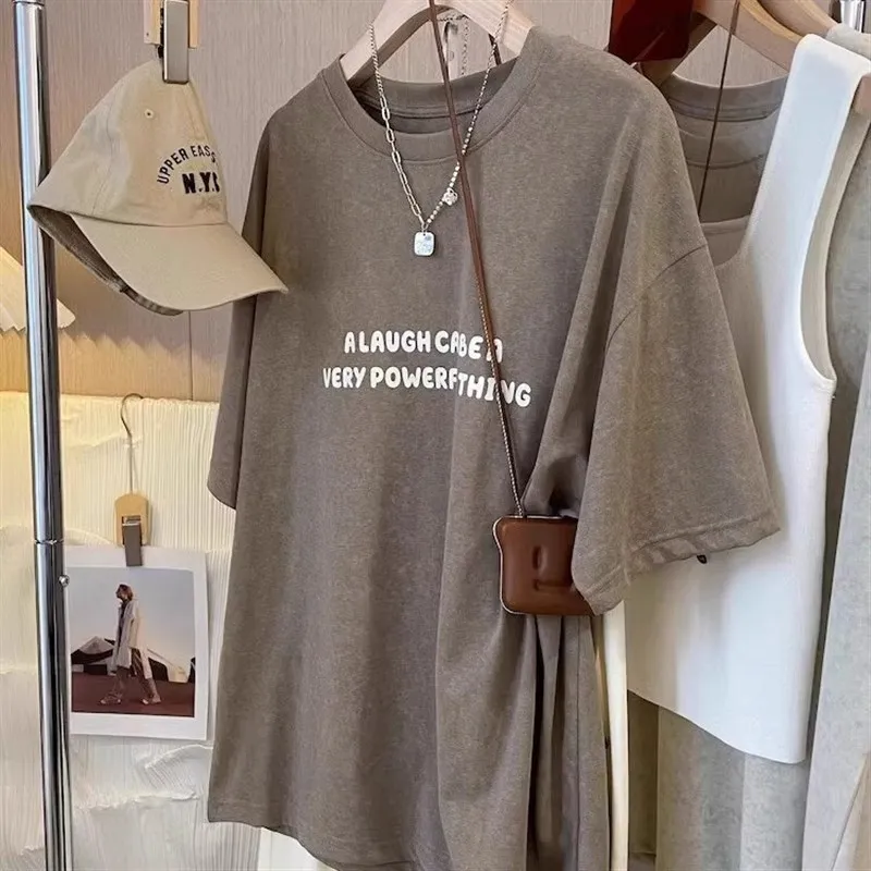 

Оверсайз футболка унисекс 300 Pou Summer Letter, тонкая, приталенная, винтажная, простая, с круглым вырезом, с коротким рукавом, для пар