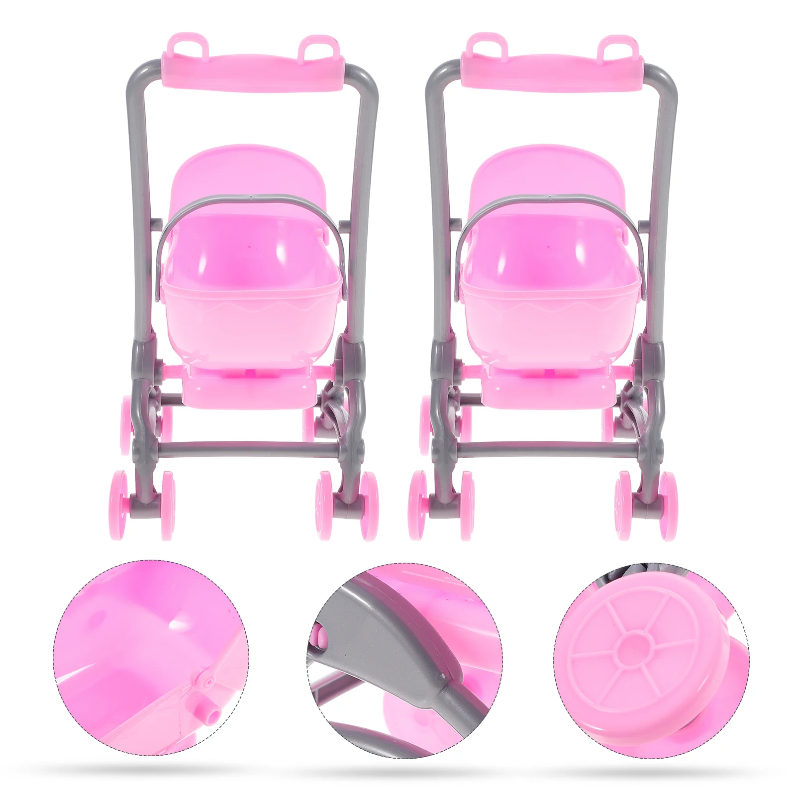2pcs Mini Baby Carriage Simulation Stroller Toy Play House Stroller Model Plastic Baby Stroller Toy baby carriage toys