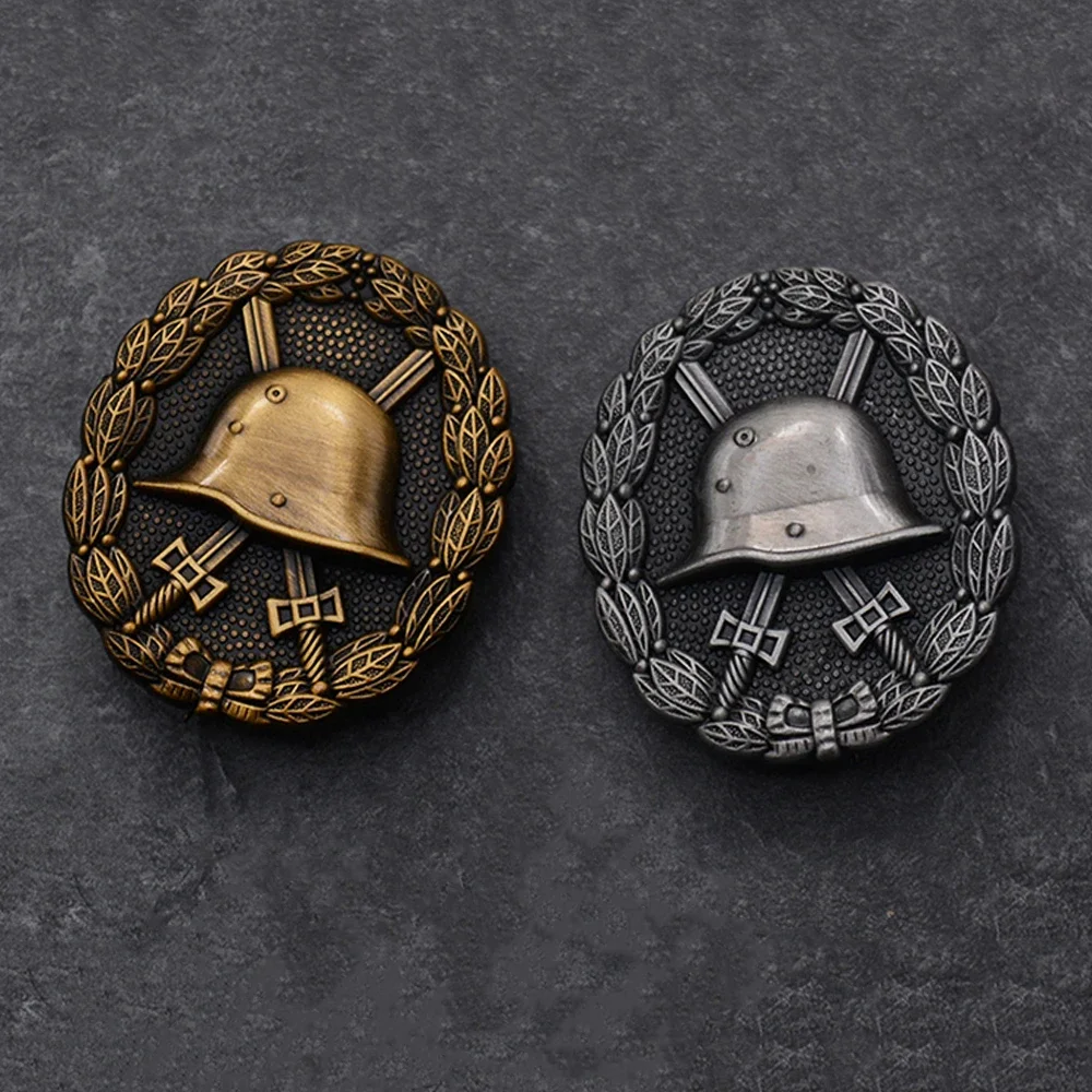 

GERMAN OAK LEAF Sword Helmet Wound Badge METAL MEDAL Pin Brooch