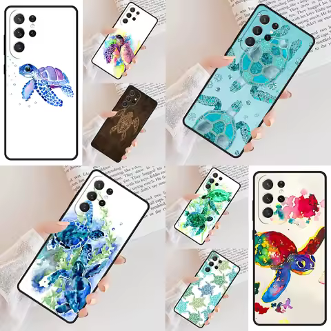 Cute Sea Turtle Phone Case For Samsung Galaxy S24 S23 S22 S21 Ultra S10 Note 10 Pro S20 Plus FE S9 S8 Cover