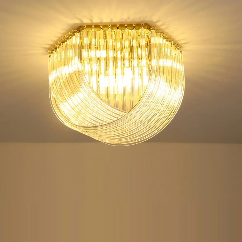 ‌LED Postmodern Gold Designer Hanging Chandelier for Living room Restaurant Foyer Lighting with Crystal Accents Contemporary