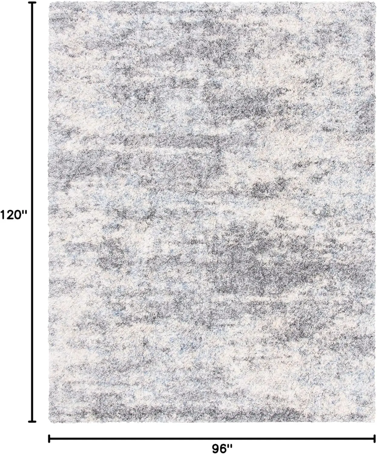 Berber Shag Collection Area Rug - 8' x 10', Grey Blue & Cream, Modern Abstract Design, Non-Shedding & Easy Care, 1.2-inch Thick