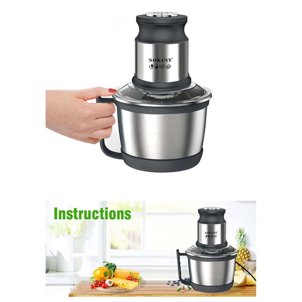 3L Electric Meat Grinder Stainless Steel Food Processors Chopper 800W Meat Mincer Mixer Blender Machine for Kitchen 220V 다지기 분쇄기