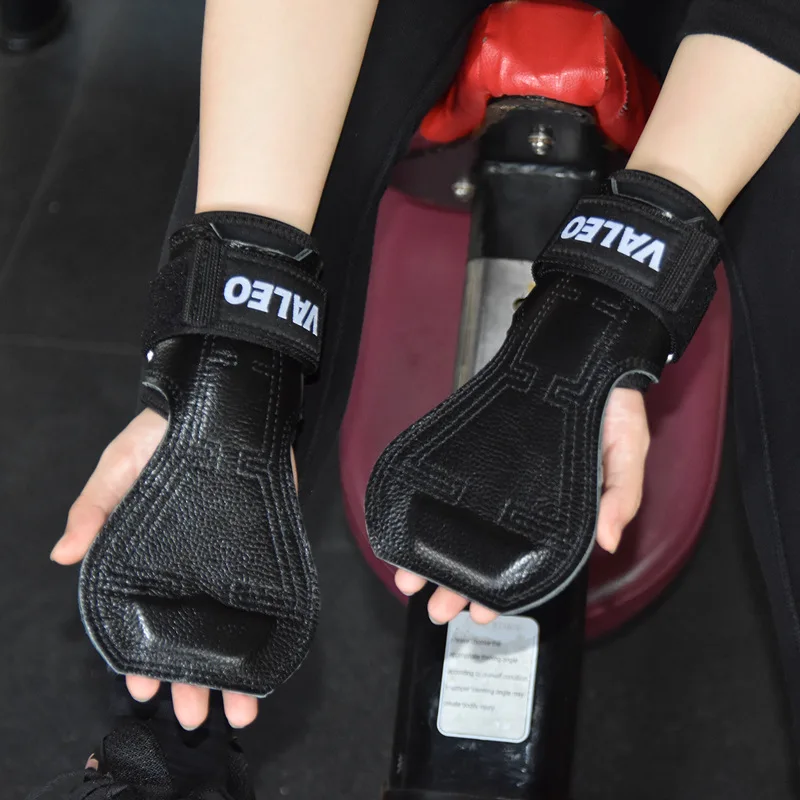 Cowhide Weight Lifting Glove Heavy Duty Strap Alternative Power Lifting Hook Weightlifting Grip W/ Wrist Strap for Bodybuilding