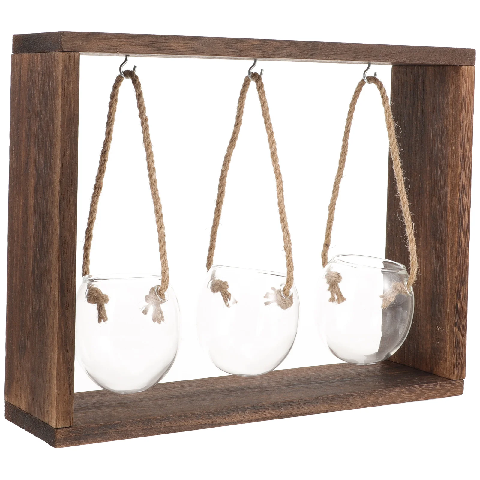 

Wooden Frame Vase Wall Flower Pot Mini Hydroponic Planter Terrariums Small Hanging Flowerpot Tube Glass Test