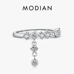 MODIAN 925 Sterling Silver High-Fashion Sparkling Round Zircon Charms Finger Rings For Women Party Fine Jewelry