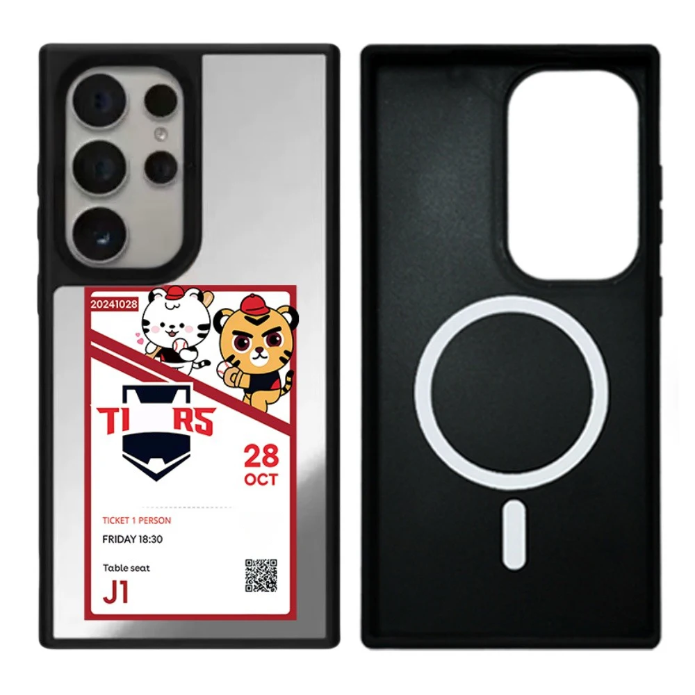 حافظة سطحية مرآة بأحرف مطبوعة بالبيسبول لهاتف Galaxy S23 S24 S25 Ultra Plus S25U S25+ Shell مع MagSafe