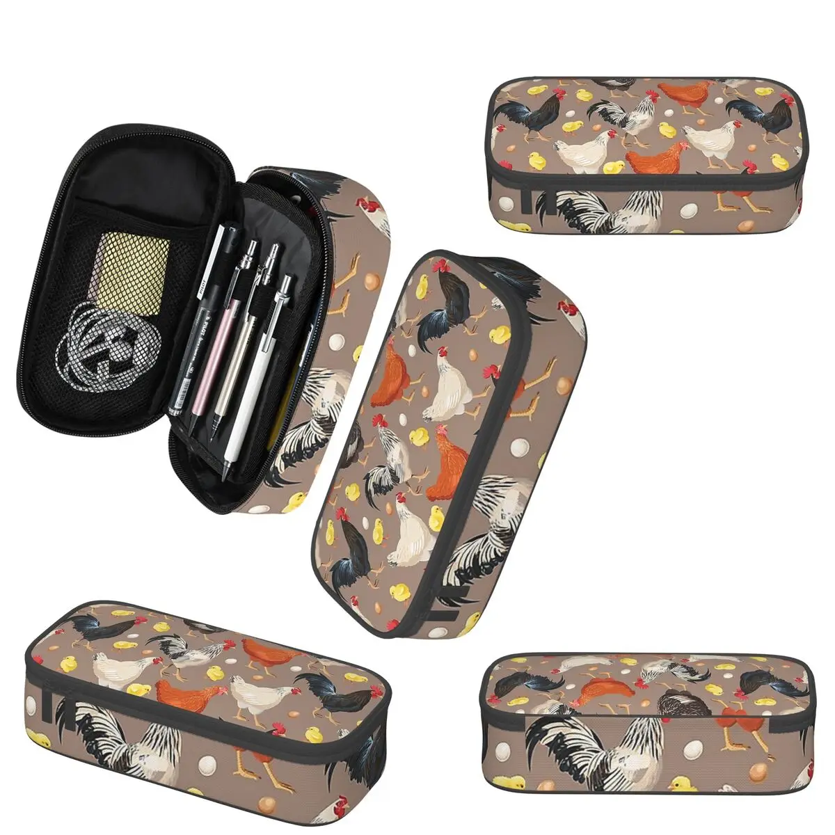치킨 다채로운 패턴 연필 케이스 Studen 학교 펜 상자 연필 가방 편지지 용품 펜 홀더 가방