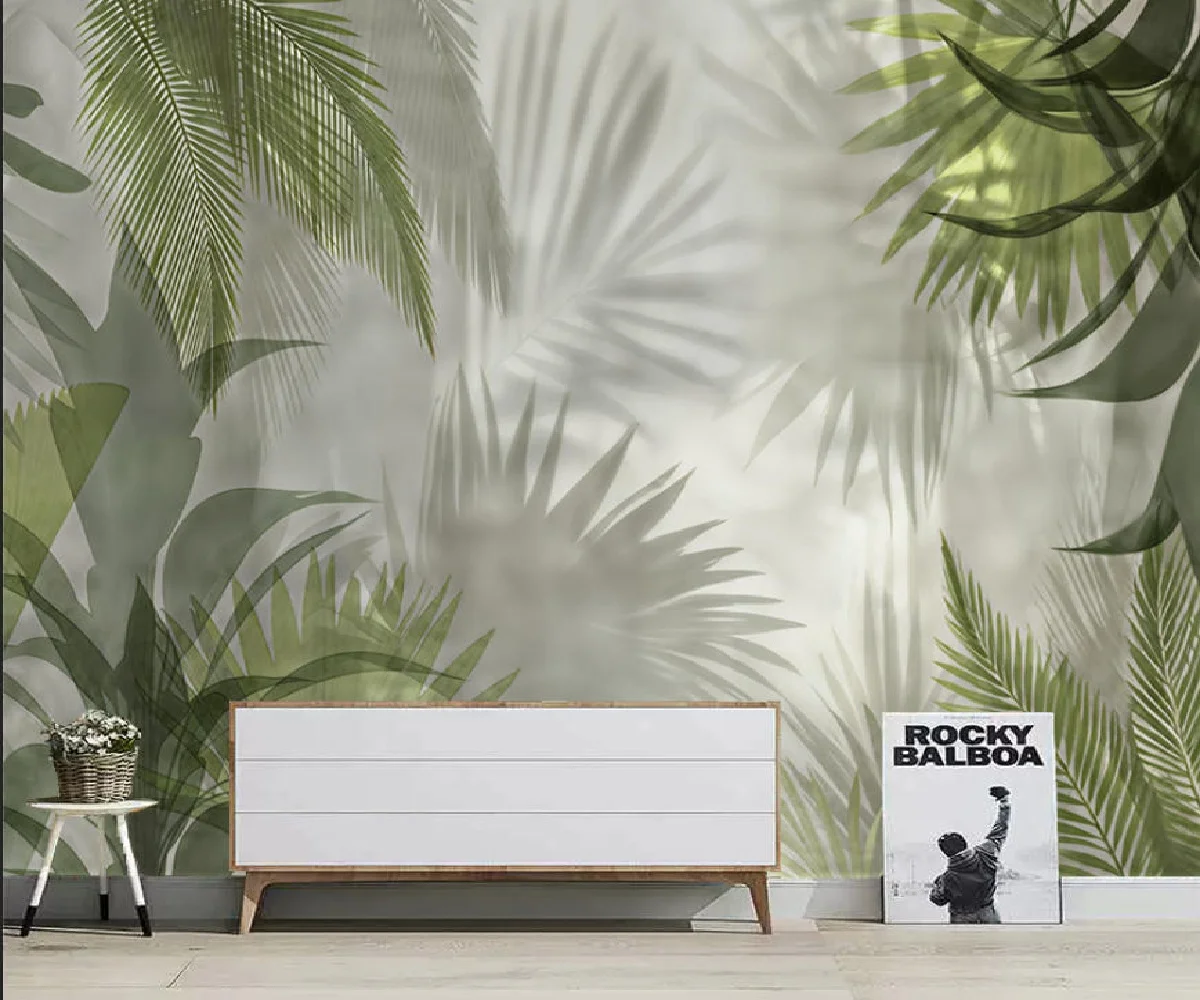 Custom mural Personalized 3D black and white style Nordic banana leaves background wall painter House decoration wallpaper