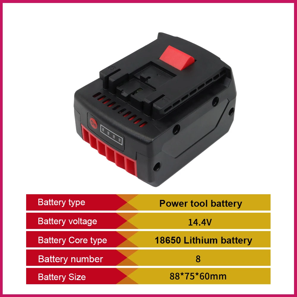 14.4V 4000mAh Latest Upgrade BAT614 Pack for Bosch Electric Drill Screwdriver BAT607 BAT614G 40M+Charger Replace Li-ion Battery