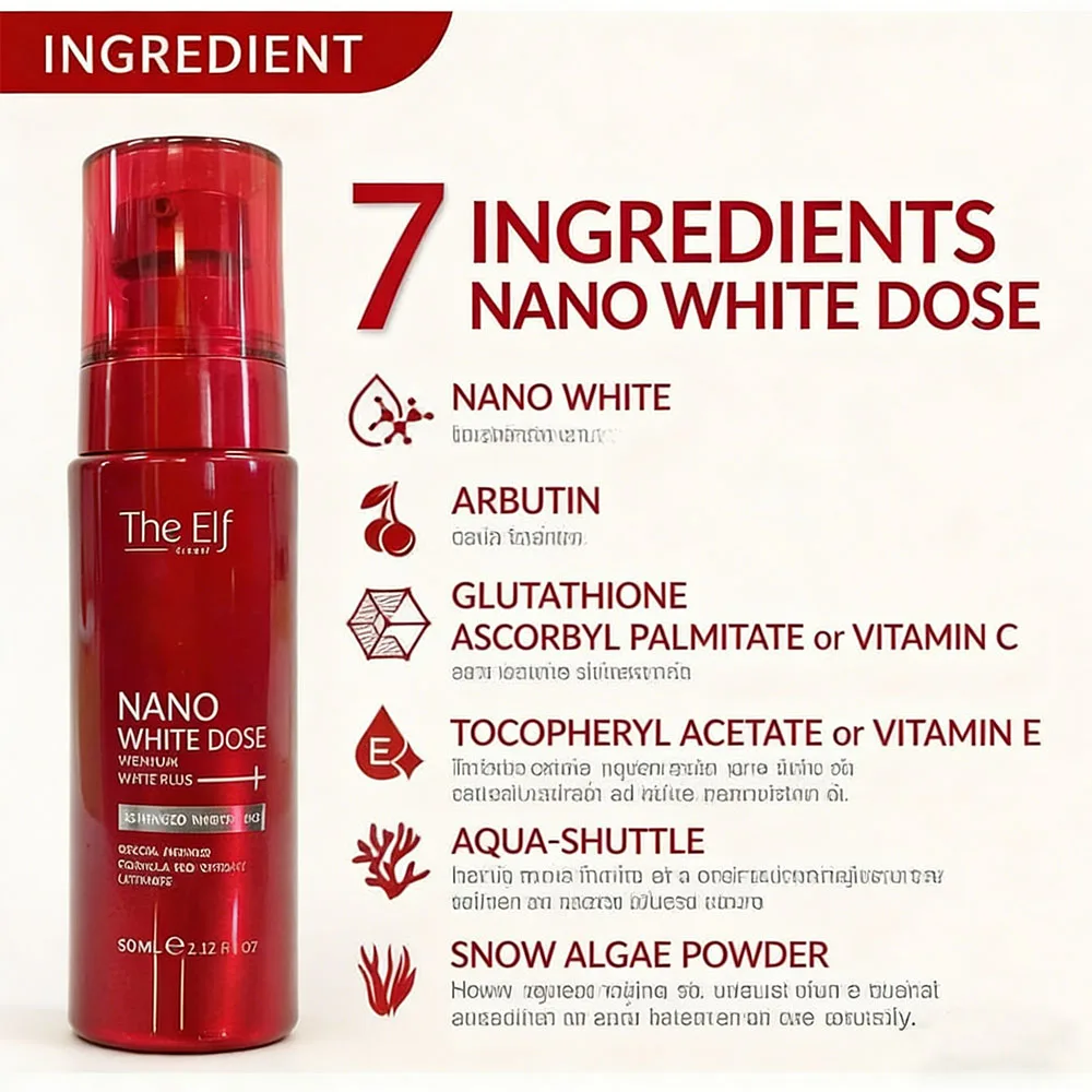 Das Elf NANO Face Serum 60ML Red Extract Brightening Even Tone Skin Care Premium Skin Lightening Product