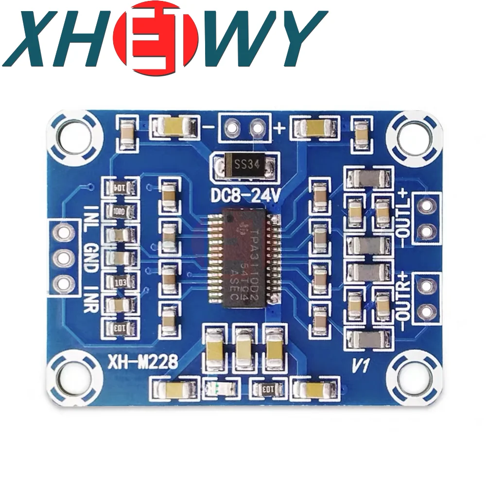 บอร์ดขยายสัญญาณเสียงระบบดิจิทัล2X15W TPA3110แผงวงจรลำโพง XH-M228แผงวงจรตัวควบคุมแอมป์ DC 8-24V TPA3110D2