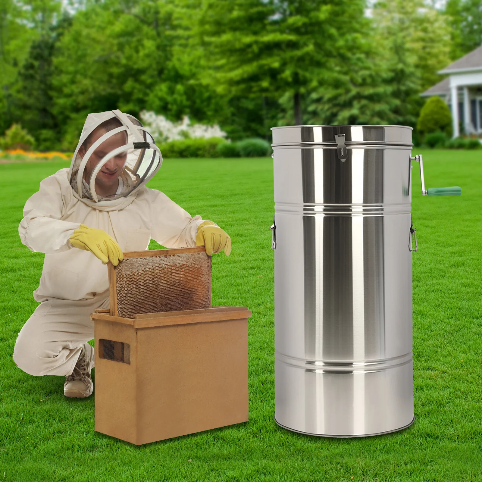 2 Frame Manual Honey Extractor, Bee Extractor, Honeycomb Spinner Crank Beekeeping Equipment