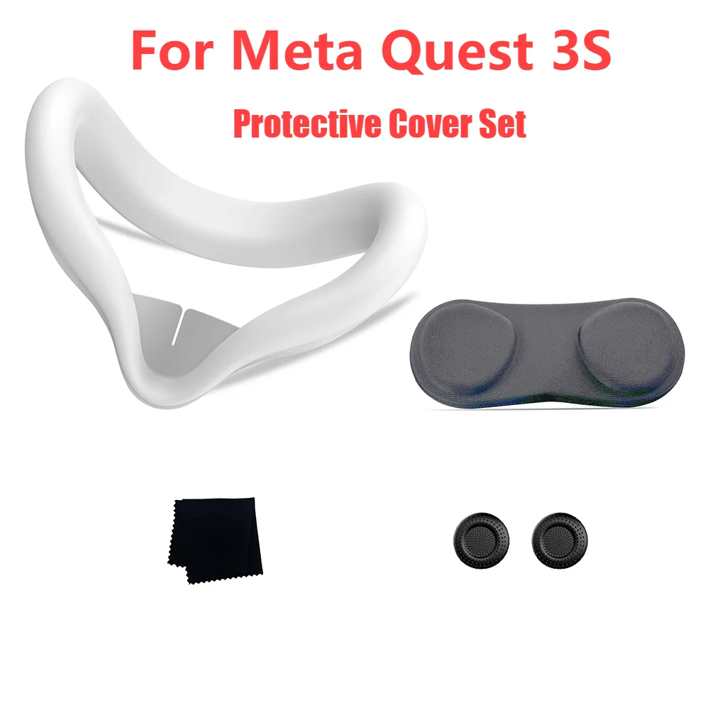 Face Cushion Cover for Meta Quest 3S VR Headset Face Pad with Lens Covers VR Silicone Mask Cover for Meta Quest 3 Accessories