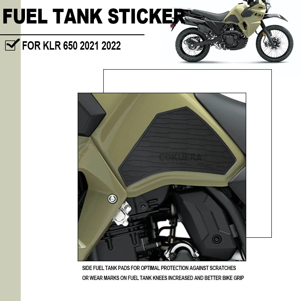 

For Kawasaki KLR 650 KLR650 2021 2022 Motorcycle Accessories Tank Pad Rubber Anti-slip Scratch-resistant Protector Sticker