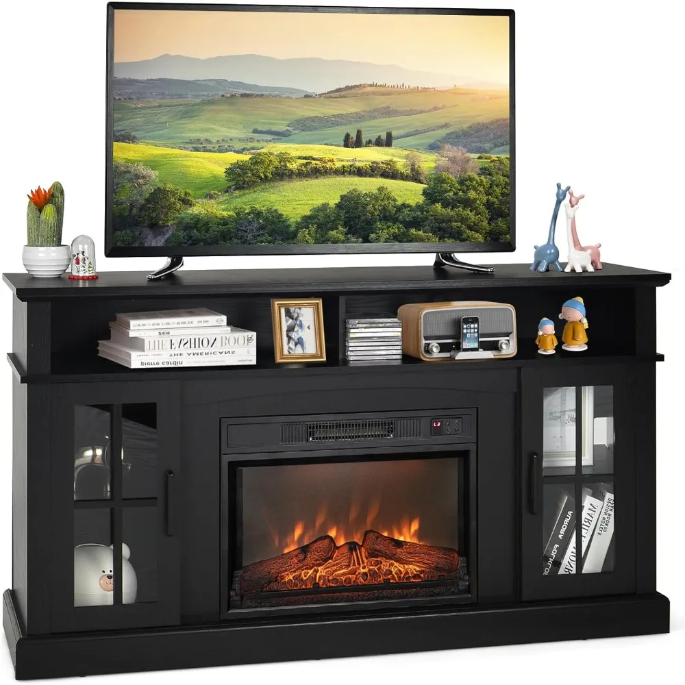 

Fireplace TV Stand for TVs Up to 65 Inch, 23 Inches Electric Fireplace with Remote Control, Overheat Protection, 3-Level