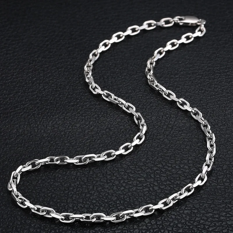 

Real 925 Sterling Silver Necklace For Men 4.5mm Width Cable LInk Hiphop/Rock Style 20-24inch Length