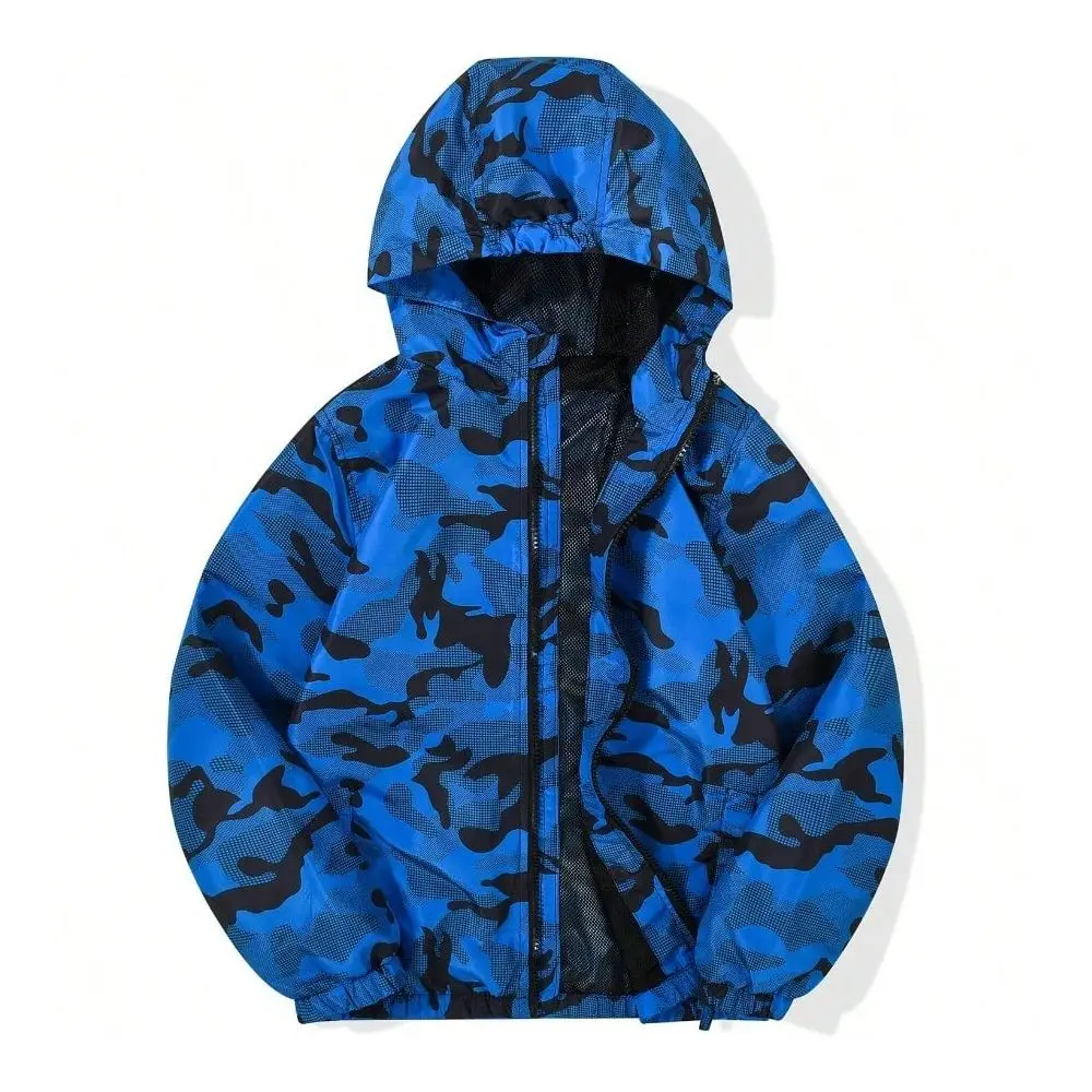 

JOYSON Kid Boys Rain Jackets Lightweight WaterResistant Windbreaker Breathable Outerwear Raincoat With Hood