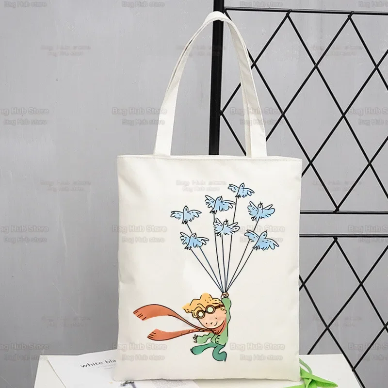 Little Prince Cartoon Shopping Bag Canvas Fox Animal Fairy Tale Tote Bags Print Eco Bag Shopper Principito Shoulder Bags