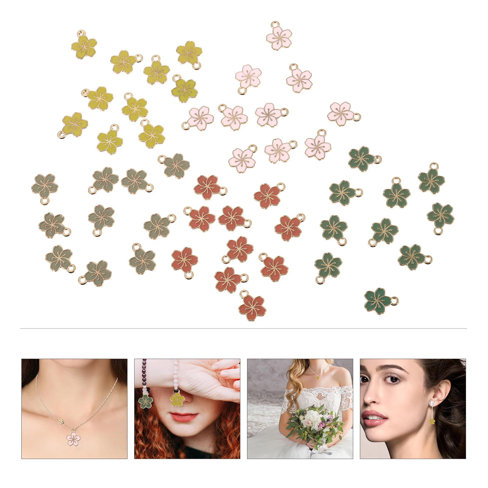 

50pcs Alloy Flower Charms for Jewelry Making Nail Art Accessories Mini Size Long Service Life DIY Craft Design Gifts