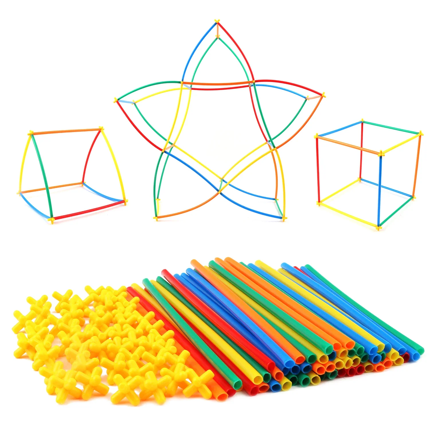 Creative DIY Straw Constructor Toys STEM Building Interlocking Plastic Montessori Educational Blocks Toys For Kids Birthday Gift