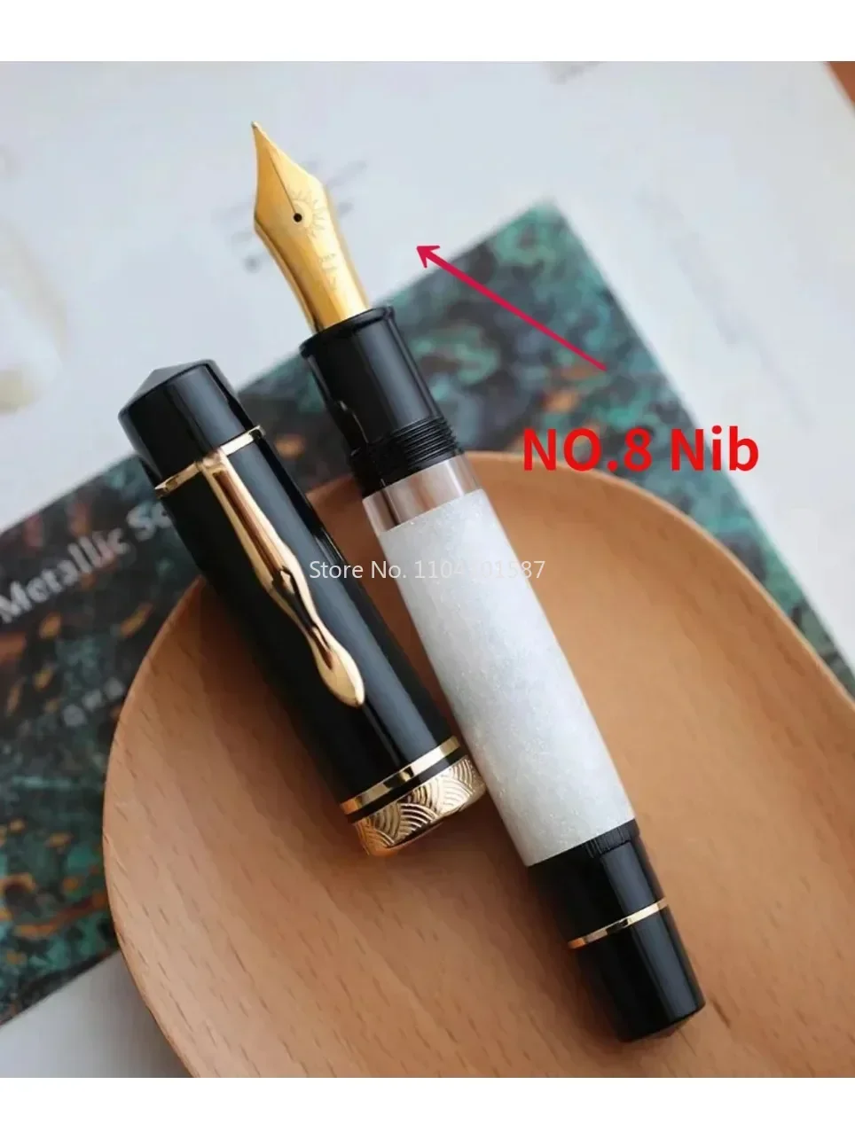 MAJOHN P139 Pearlescent Color Large Piston Fountain Pen No.6/8 EF/F/M Nib Hard Rubber Tongue All-copper Structure Writing Pen