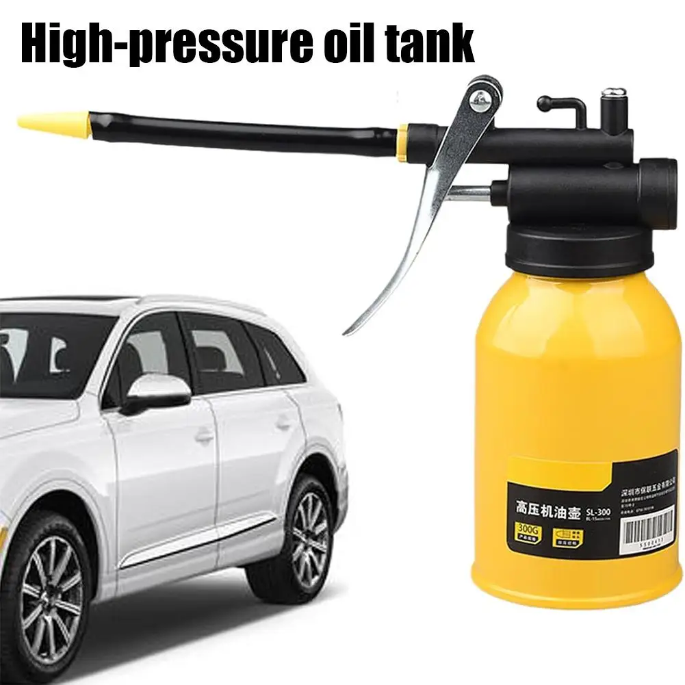 

300ML Clear Oil Can High Pressure Oiler Grease Gun Mini Extended Plastic Oil Can Sprinkler Can Hand Home Oil Pump Injector D1M9