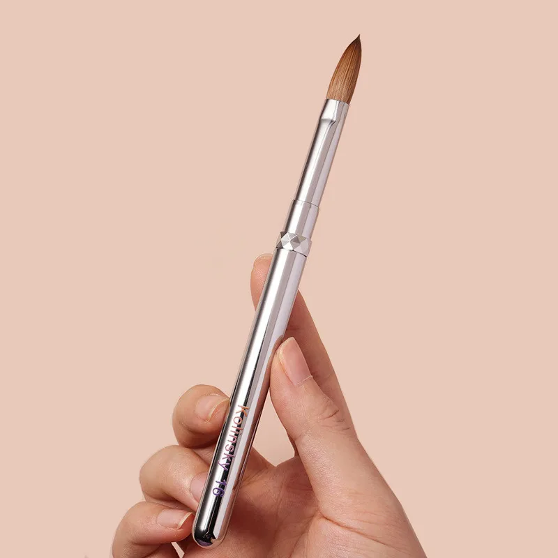 

1Pc Stainless Steel Handle Kolinsky Sable Nail Art Brush Acrylic UV Gel Extension Pen Nail Polish Painting Drawing Brush 8#-18#