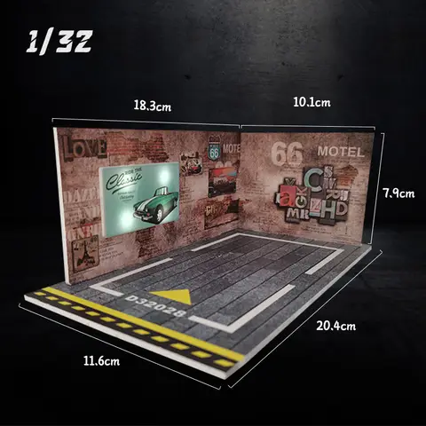 Diorama 1/32 Bilgarage Parkeringsmodell LED-belysning PVC Garage DIY Scen DieCast Bilmodell För Barn Julklapp 10 best sales diorama parkeringsplats - №3