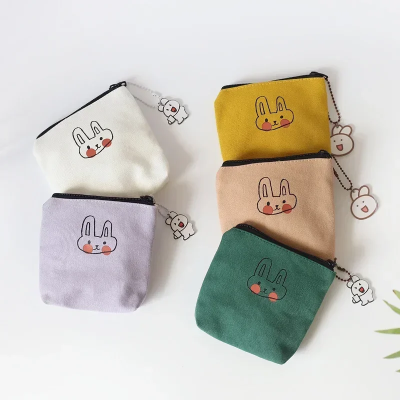 Small Square Coin Purses Small Card Wallet Pouch Zipper Clutch Cute Rabbit Napkin Sanitary Pad Towel Storage Bag Pendant Random