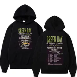 Sudadera con capucha para hombre y mujer, con estampado de bandas del Día Verde, póster del Tour de los Salvadores, estilo Hip Hop, Rock, Vintage, informal, holgada, 2024