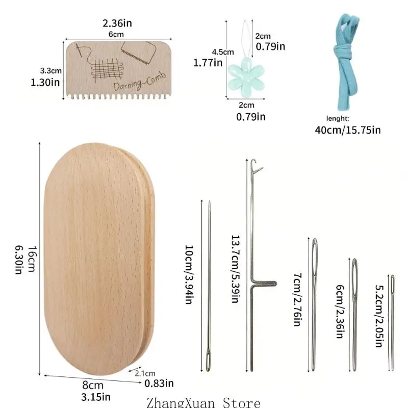 Elliptisches Holzstopfwerkzeug zum Ausbessern von Socken, Pullovern, Jeans, Kleidung, Reparatur, 3 x – Detail 6