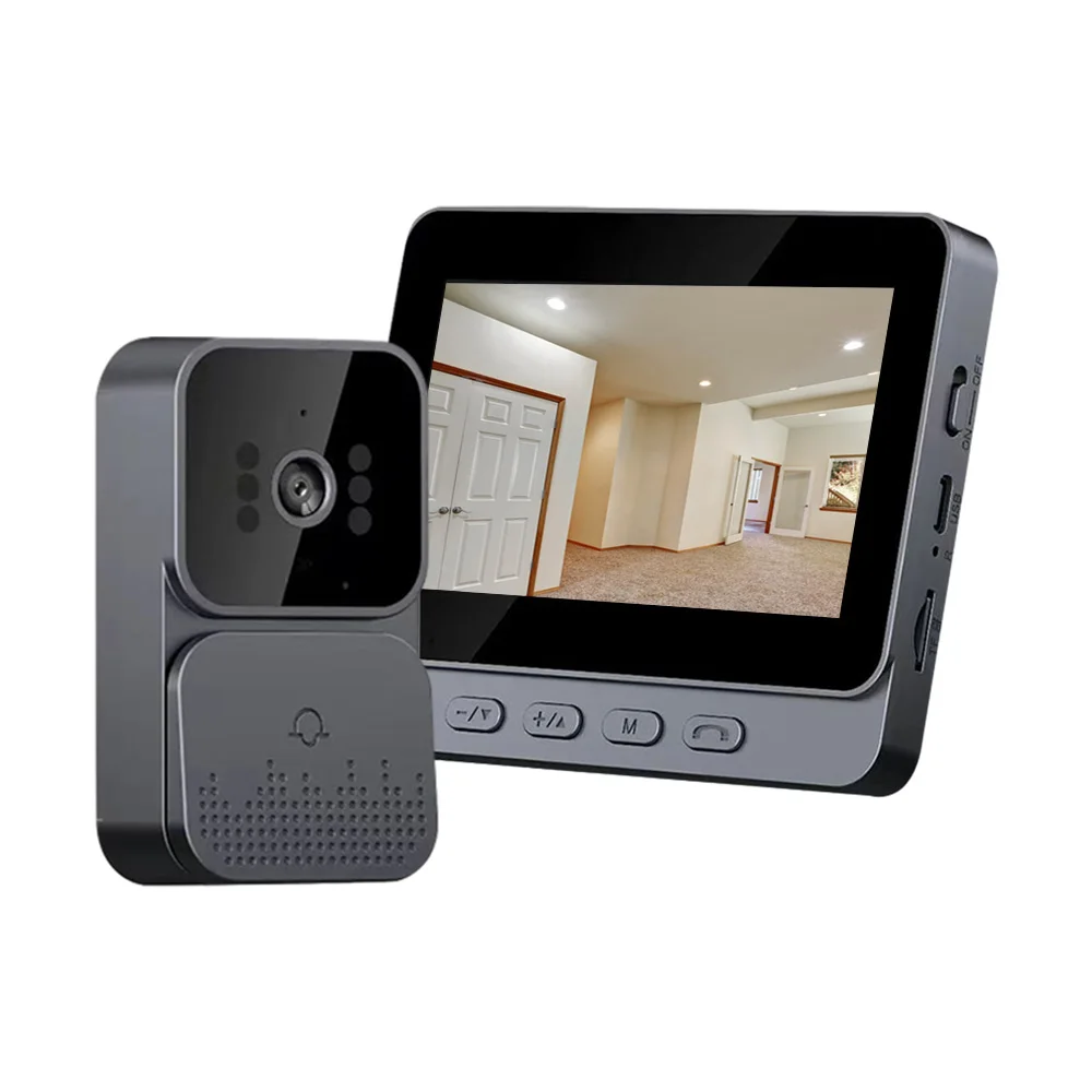 2.4G Wireless Visual Intercom Doorbell with 4.3 Inch IPS Screen Wireless Smart High-definition Video Monitoring Two-Way intercom