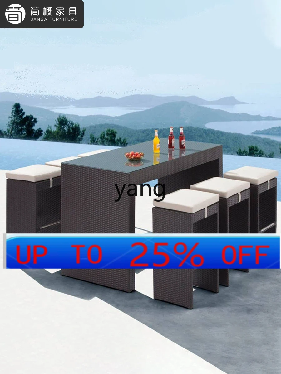 

lmm Outdoor Rattan Bar Stool Outdoor Restaurant Bar Leisure High Stool Chair