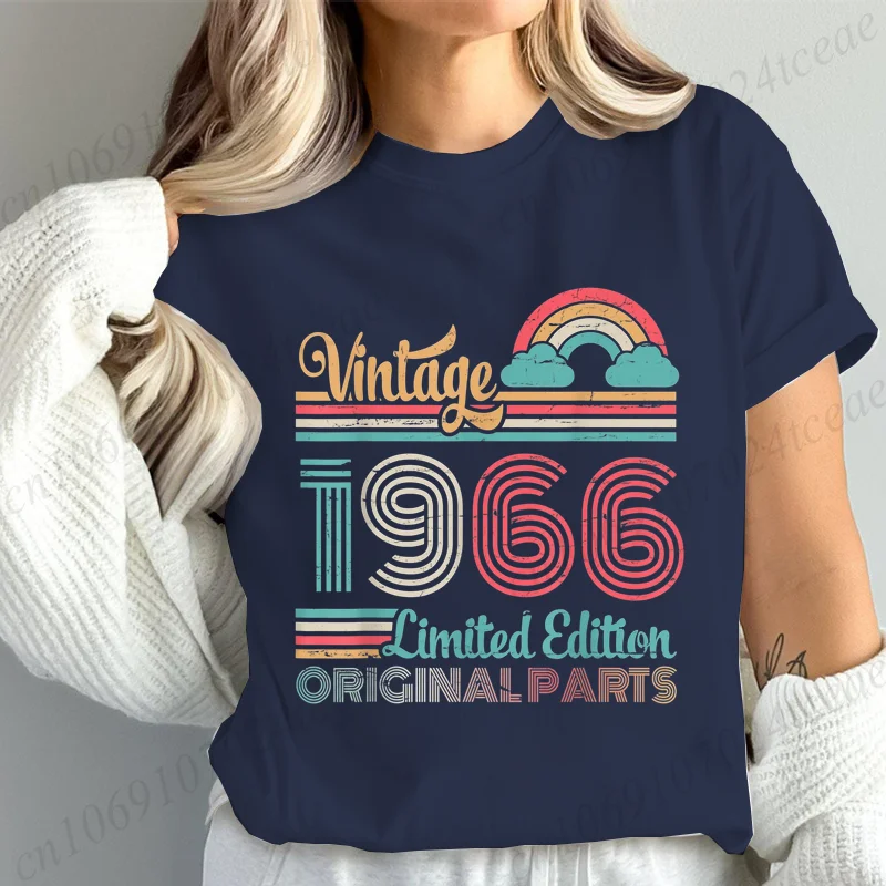 Stylish Women T-Shirts Casual Summer Fashion Top Vintage 1966 Ltd Edition Original Parts 60 Years My Birthday Print Women's Tees