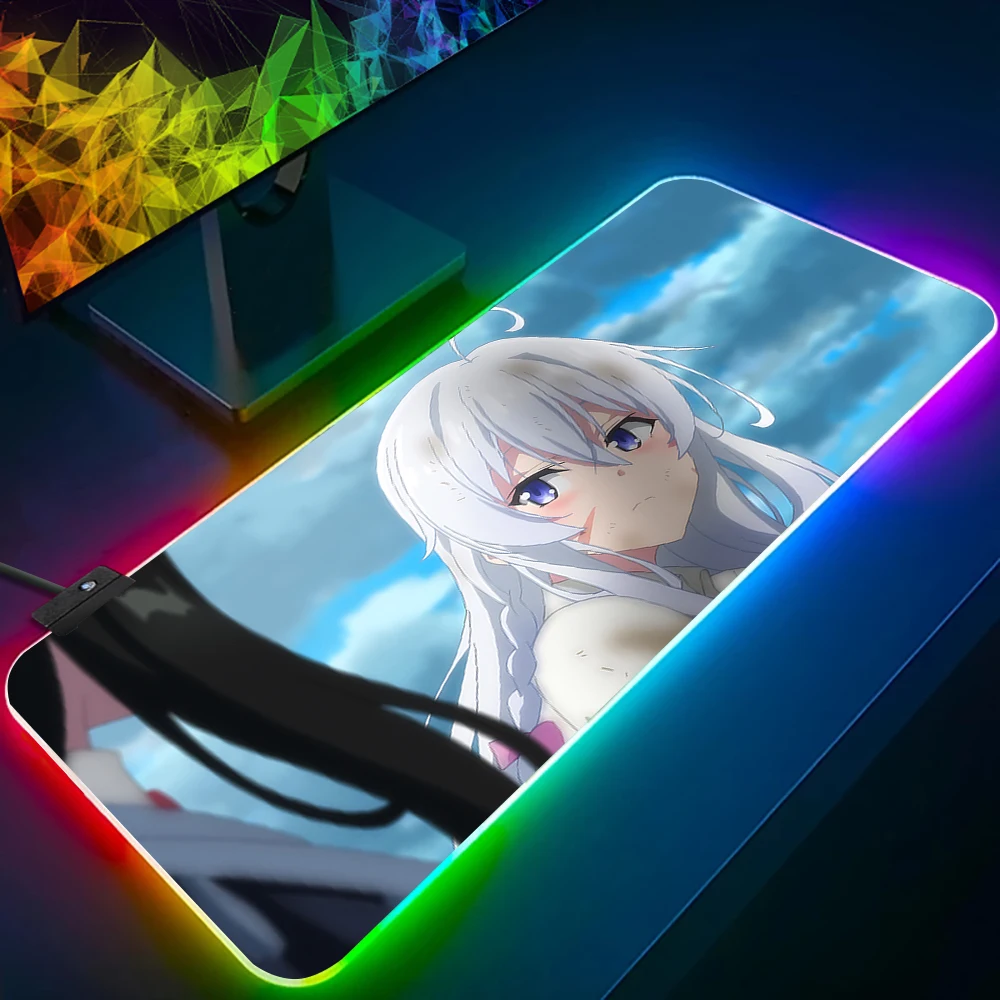 The Journey of Elaina RGB Pc Gamer Keyboard Mouse Pad Mousepad LED Glowing Mouse Mats Rubber Gaming Computer Mausepad