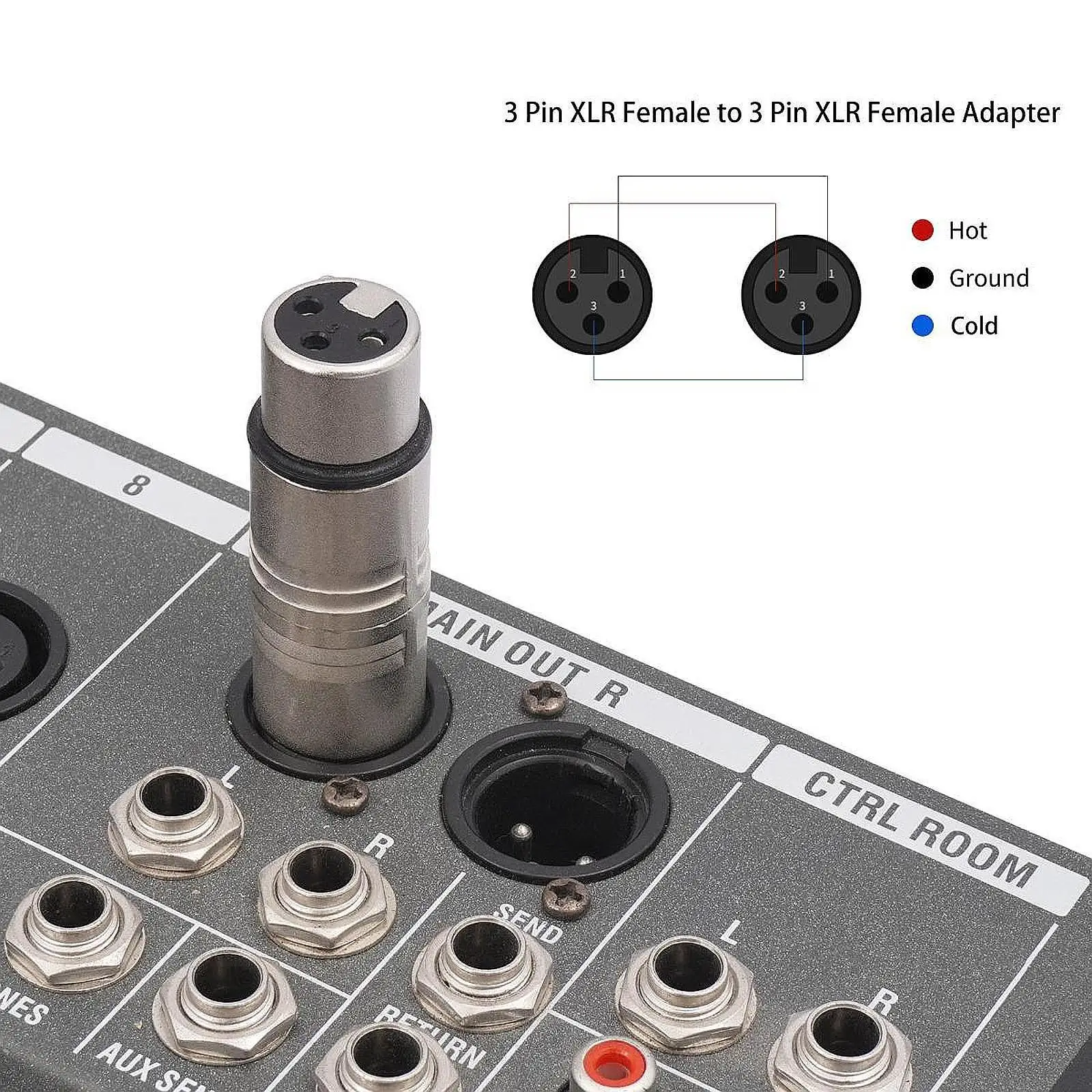 XLR Adapter Professional Effective Portable 3 Pin XLR Female to Female for Speech Singing Live Performances Game Stream Podcasts