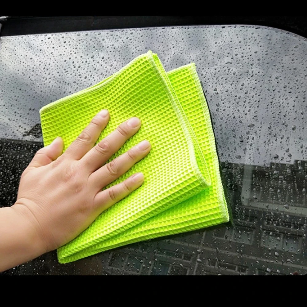 

3 шт., полотенце для мытья автомобиля из микрофибры, ткань для чистки, сотовые полотенца с ананасовой сеткой, вафельная впитывающая тряпка, инструменты для чистки детализации автомобиля