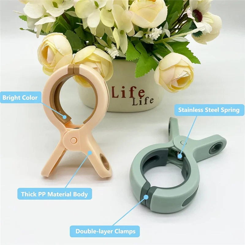 

A69ebeach Towel Clips In 3 Bright Colors 12 PCS Large Plastic Clothespins For Chairs, Cruise, Pool