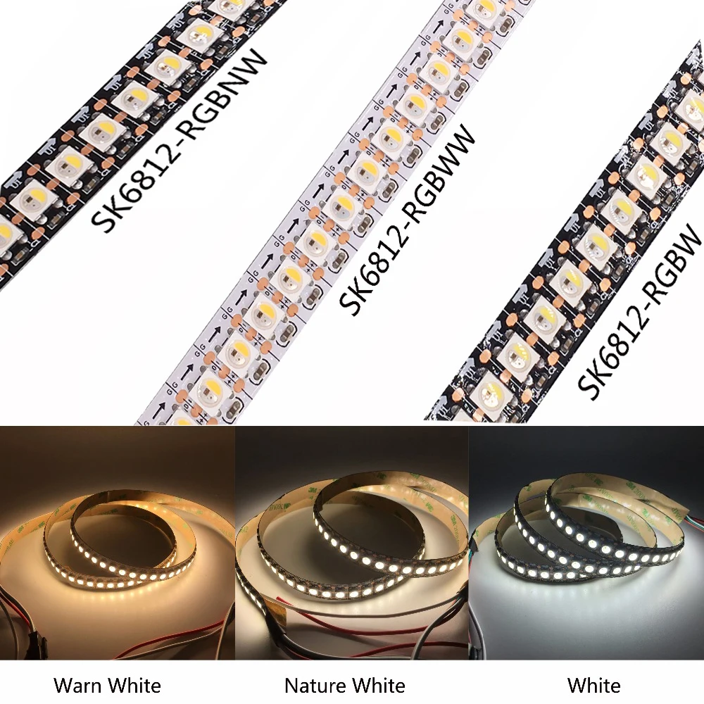 DC5V SK6812 RGBW(Similar WS2812B) 4 In 1 30/60/144 Leds/Pixels/m Individual Addressable Led Strip Light 1-5M IP30/IP65/IP67