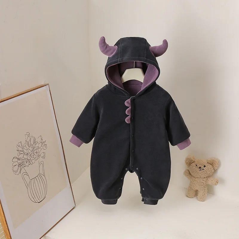 0-3 Y Winter Baby Rompers Fur Lining Boys Jumpsuits Warm Thicken Lining Girls Outfit Toddler Gills Clothes