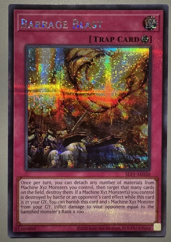 Yugioh KONAMI Duel Monsters SLF1-AE020 Barrage Blast Secret Редкая азиатская английская коллекция мятная карта