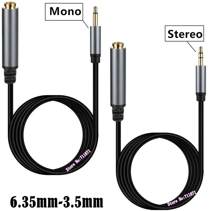 Cabo Adaptador de Áudio Estéreo TS-Mono, Macho para Fêmea, 3.5mm, 6.35mm, 3.5mm, Cabo de Áudio, 3.5mm, F, TRS