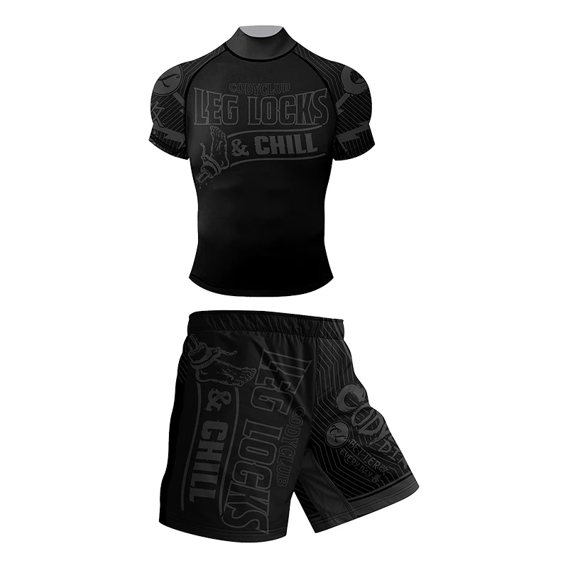 أخبار الساق Kocks البرازيلي جيو جيتسو ملابس رياضية الرجال لا جي BJJ جيو جيتسو Rashguard قمصان MMA السراويل مع المطاط اللياقة البدنية الرياضة #4