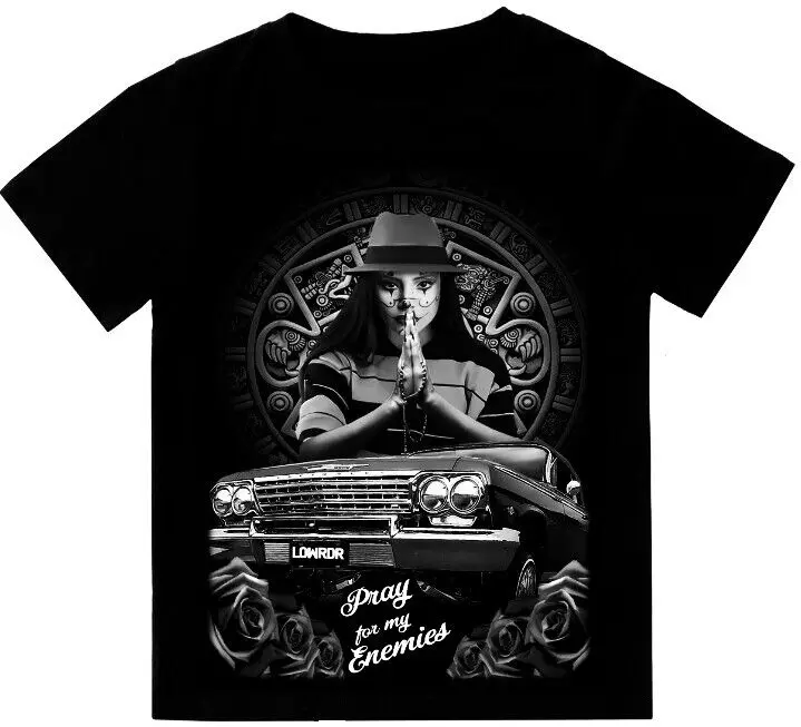 Low Rider Chola Aztez Charlie Mens Heavyweight T-Shirt Print On Shaka Wear Tee High Quality 100%Cotton Short Sleeve