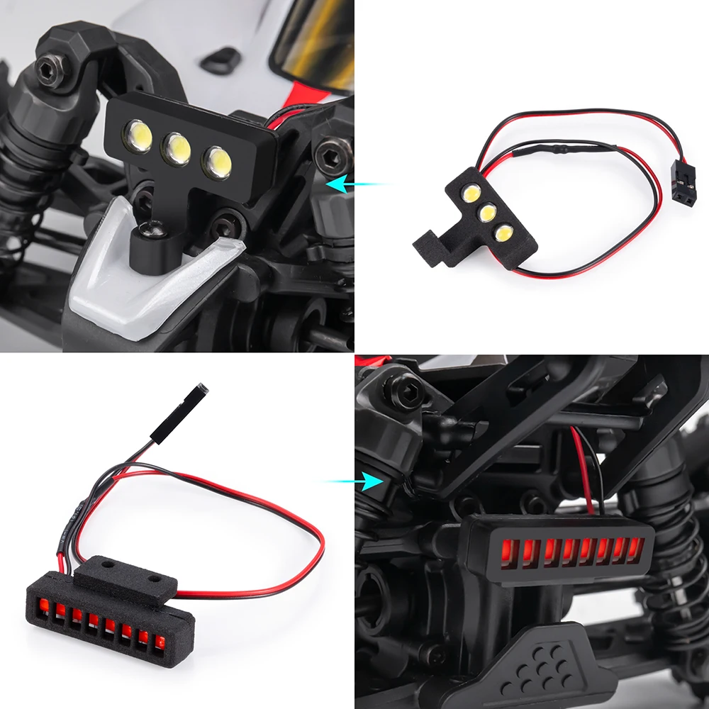 Zestaw świateł przednich i tylnych AXSPEED LED Reflektory Światła drogowe Światła tylne do 1/18 A-RRMA Typhon Grom Małoskalowe części do buggy