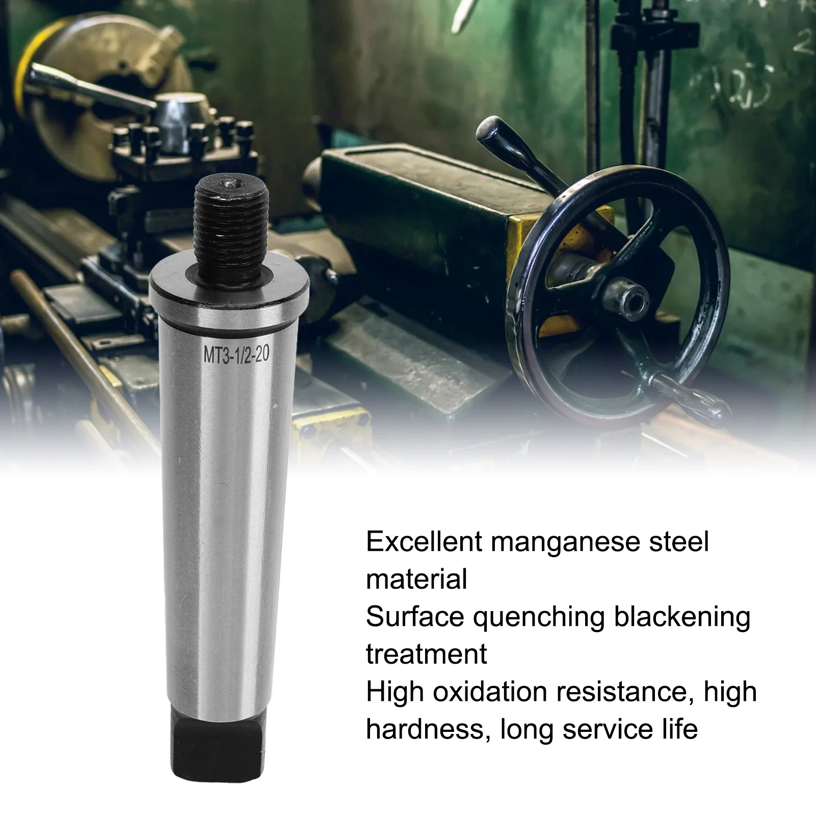 

1/2in Drill Chuck Arbor, Drill Chuck Arbor 3MT Shank to 1/2in‑20 Threaded Hardened Morse Taper MT3 Adapter
